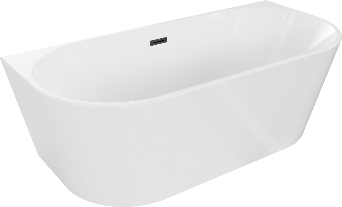 Mexen Oval wanna wolnostojąca przyścienna 160 x 80 cm, biała, przelew czarny - 52671608000-70