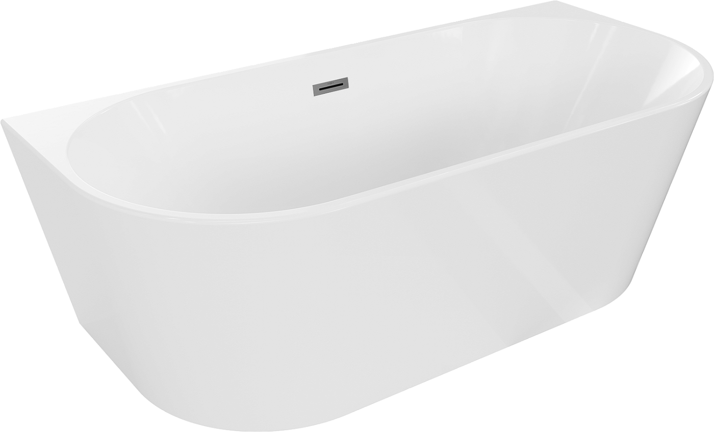 Mexen Oval wanna wolnostojąca przyścienna 160 x 80 cm, biała, przelew gun metal szczotkowany - 52671608000-95