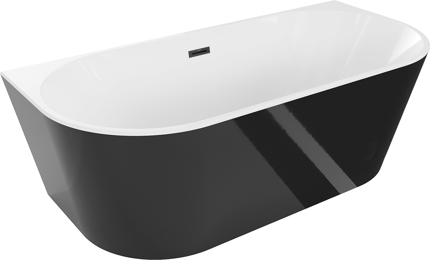 Mexen Oval wanna wolnostojąca przyścienna 180 x 80 cm, biała/czarna, przelew czarny - 52671808075-70