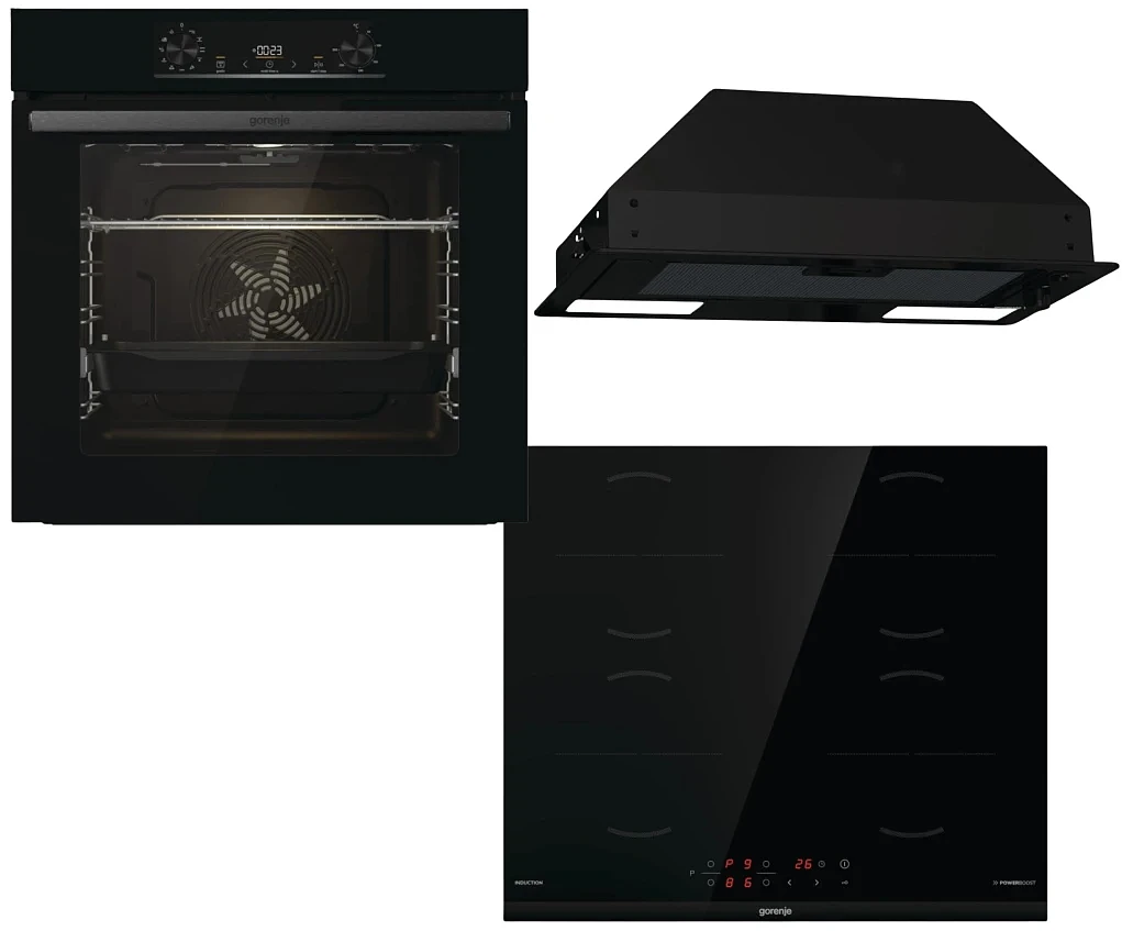 Zestaw AGD do zabudowy Gorenje Piekarnik BO6735E05B + Płyta indukcyjna GI6401BCE + Okap BHI681EB