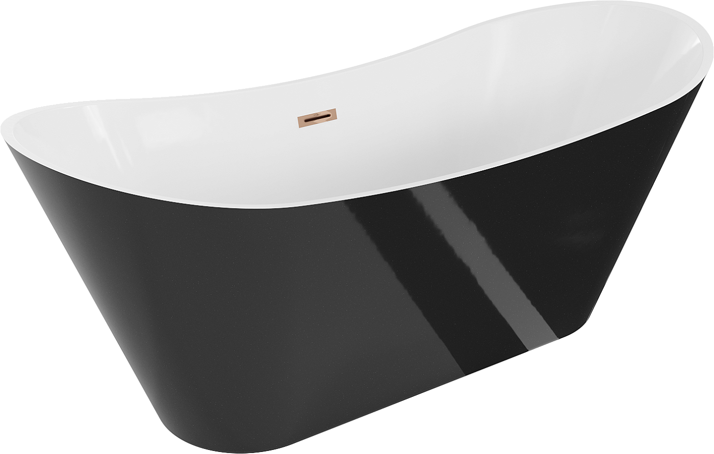 Mexen Celia wanna wolnostojąca 170 x 75 cm, biała/czarna, przelew różowe złoto - 52331707575-60