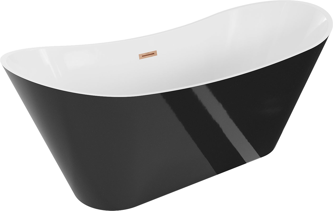 Mexen Celia wanna wolnostojąca 170 x 75 cm, biała/czarna, przelew miedź szczotkowana - 52331707575-65