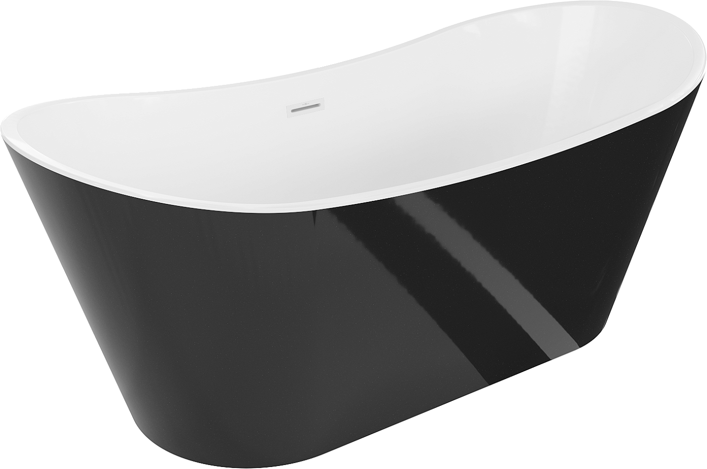 Mexen Montana wanna wolnostojąca 180 x 90 cm, biała/czarna, przelew biały - 52011809075-20