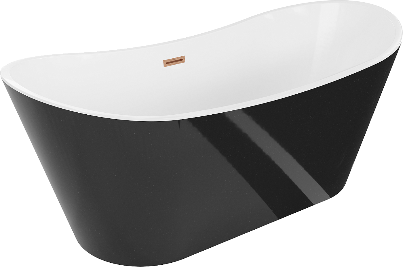 Mexen Montana wanna wolnostojąca 180 x 90 cm, biała/czarna, przelew miedź szczotkowana - 52011809075-65