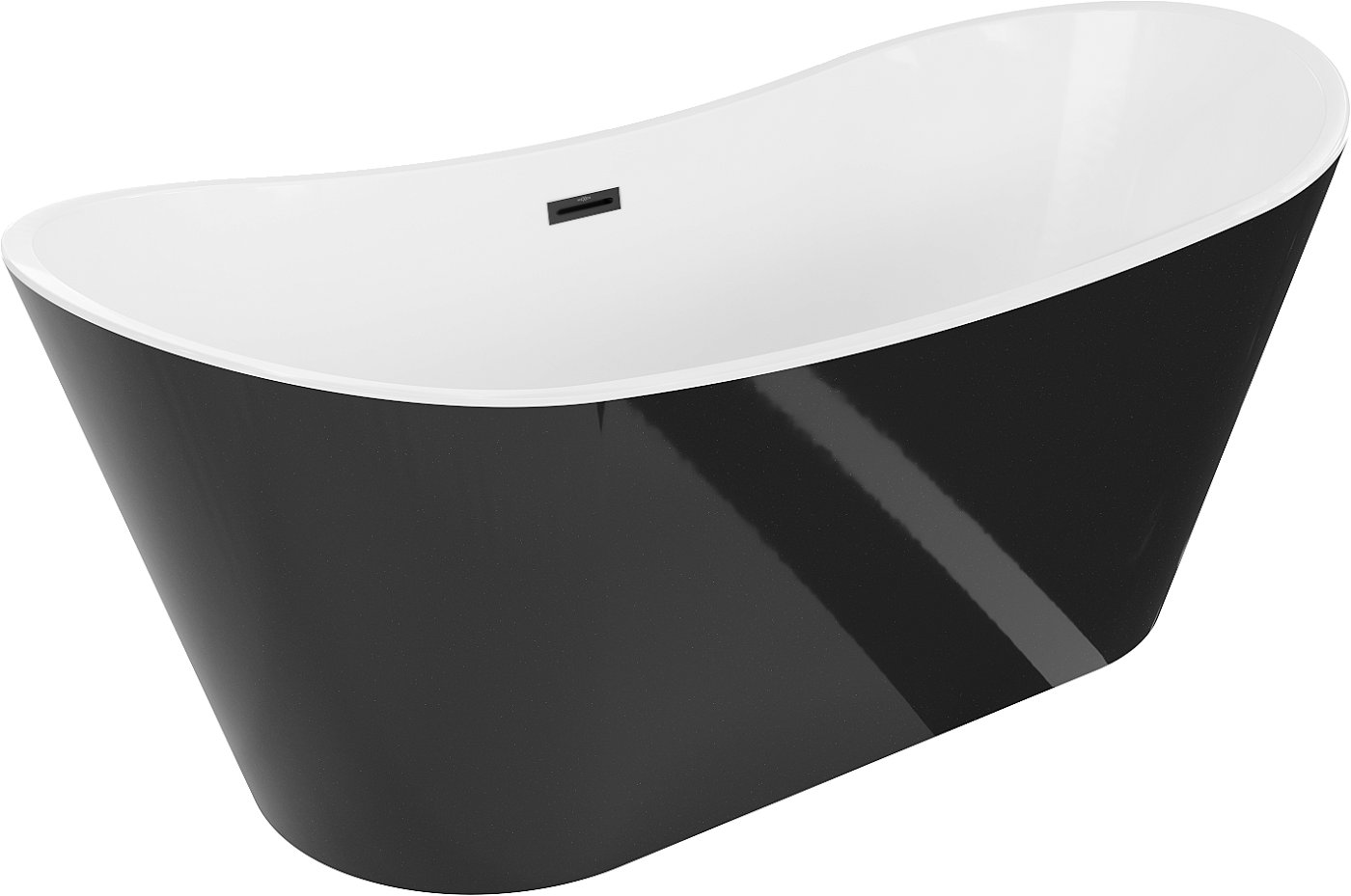 Mexen Montana wanna wolnostojąca 180 x 90 cm, biała/czarna, przelew czarny - 52011809075-70