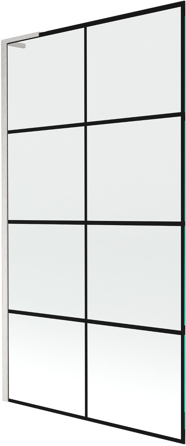 Mexen Next L parawan nawannowy 1-skrzydłowy 100 x 150 cm, czarny wzór, nikiel szczotkowany - 895-100-000-03-77-97