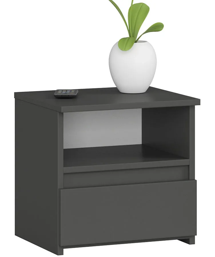 Szara szafka nocna z szufladą i półką - Morivo