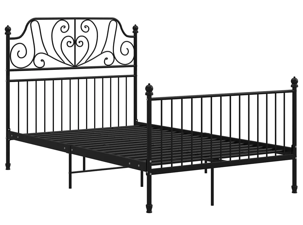 Czarne metalowe łóżko z zagłówkiem 120x200 cm T4-N93