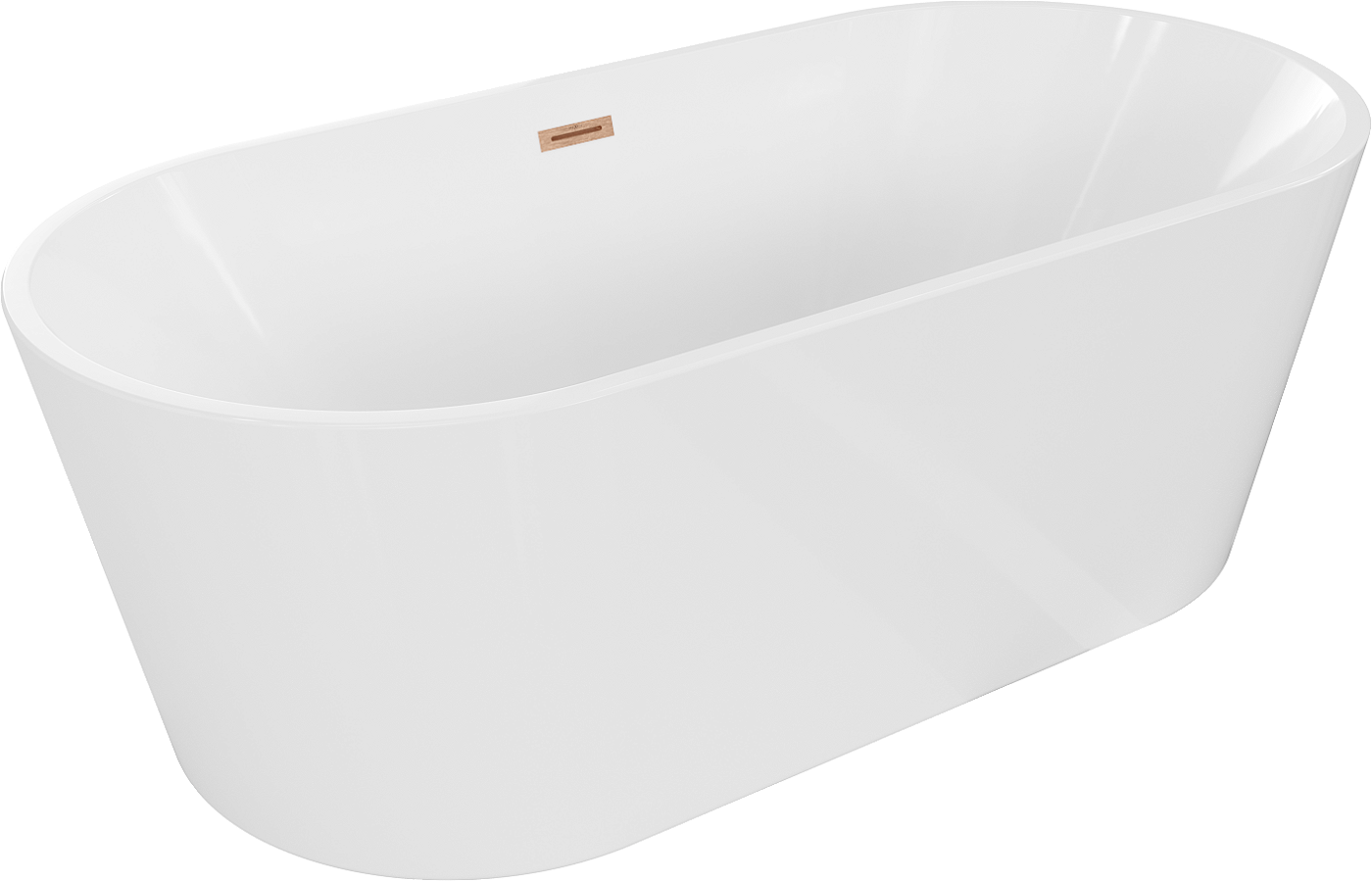Mexen Luna wanna wolnostojąca 150 x 75 cm, biała, przelew miedź szczotkowana - 52031507500-65