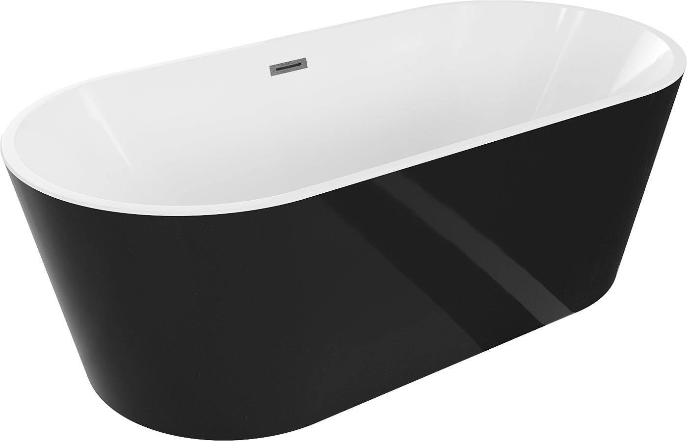 Mexen Luna wanna wolnostojąca 150 x 75 cm, biała/czarna, przelew gun gray szczotkowany - 52031507575-66