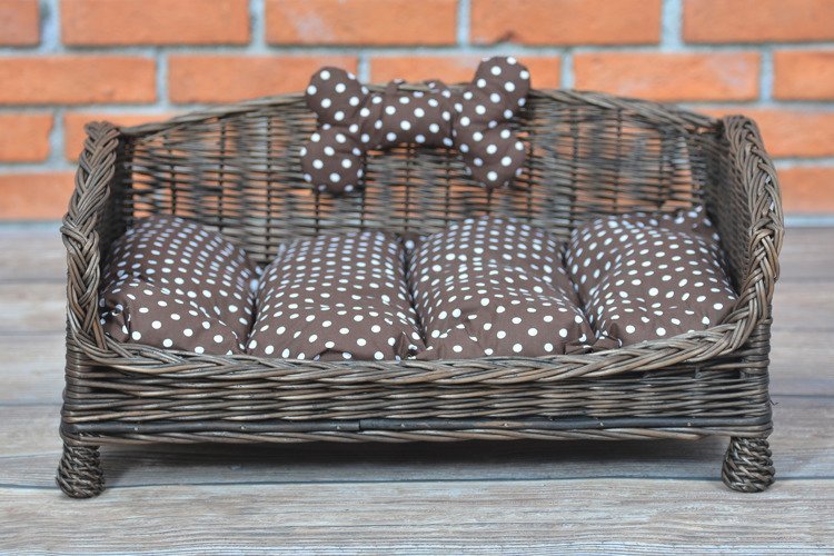 ALFIE PROSTOKĄTNE LUKSUSOWE WIKLINOWE LEGOWISKO DLA PSA KANAPA DLA ZWIERZĄT 84X62 H16/42 CM