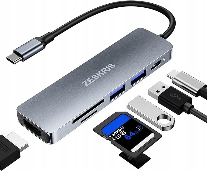 Adapter Przejściówka HUB 6w1 USB