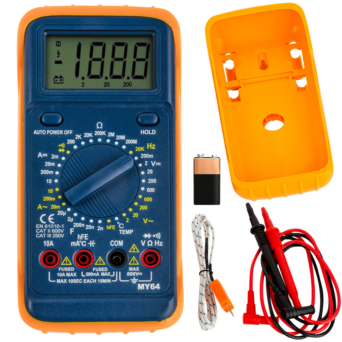 DOKŁADNY Multimetr CYFROWY Elektryczny Miernik Prądu Tester + TERMOSONDA MY64