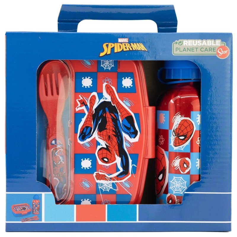 Zestaw śniadaniówka bidon aluminiowy sztućce SPIDERMAN