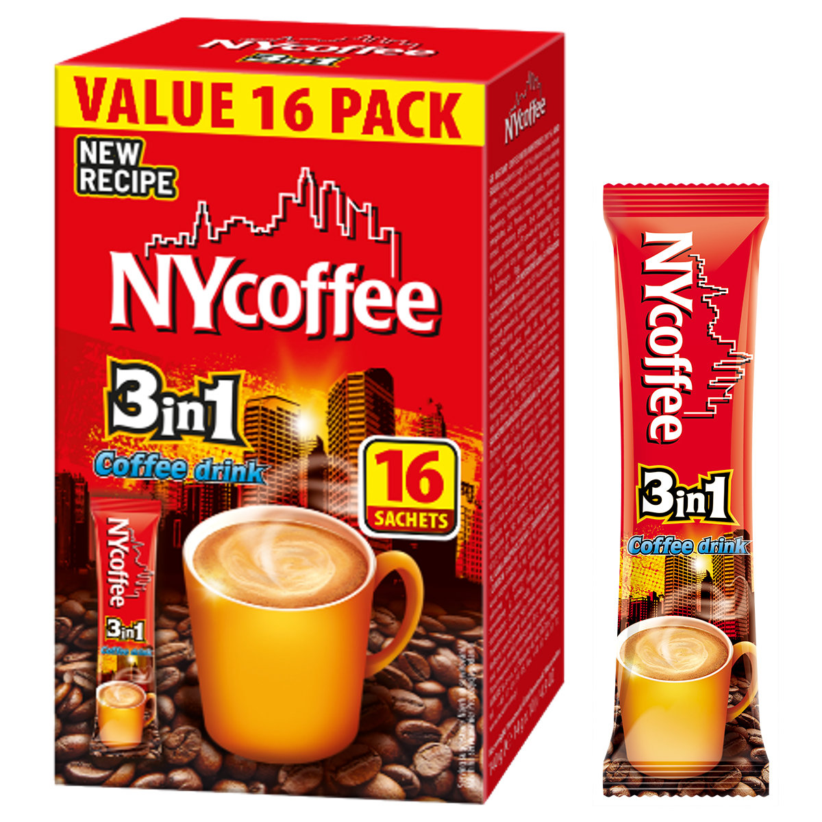 Kawa Rozpuszczalna Instant Napój Kawowy 3in1 3w1  Coffe NYcoffe 16szt
