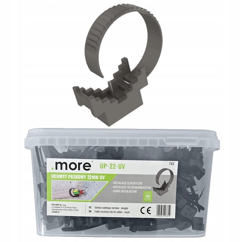 Uchwyt Paskowy do Montażu Kabli i Rur Wiaderko 200 sztuk 22mm Czarne