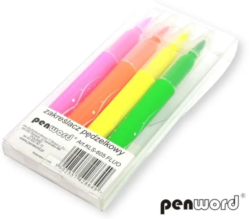 Zakreślacz pędzelkowy fluo 4 kolory - Penword
