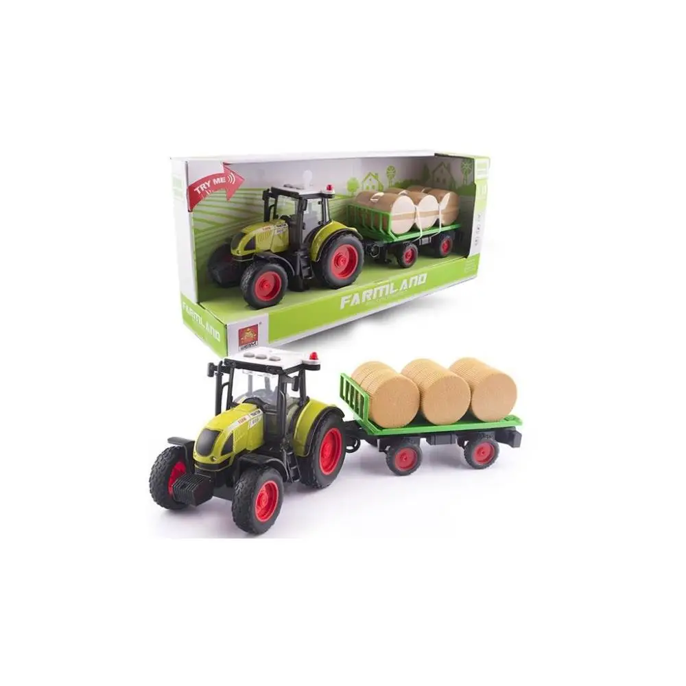 Traktor z przyczepą na bele siana światło i dźwięk - Lena