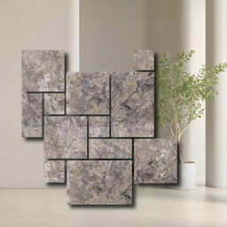 Trawertyn Ash Argent Antykowany Bębnowany 3 cm 1kpl=0,742m2 Komplet Rzymski