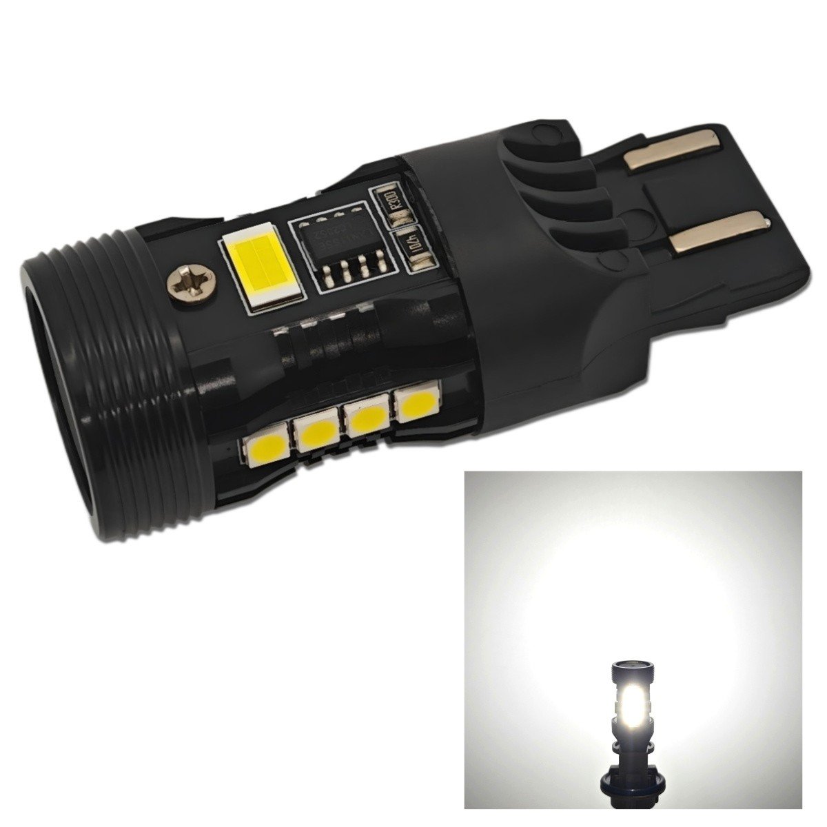 W21/5W LED żarówka 7443 12V bez błędu, biała do aut z Japonii 100% canbus