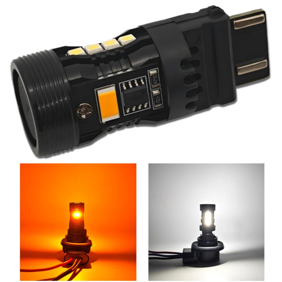 P27/7W LED żarówka 3157 12V bez błędu, dwa kolory, do aut z EU-USA 100% canbus