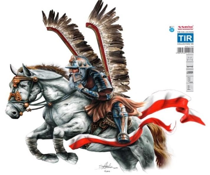 NAKLEJKA WLEP ZNACZEK TATTOO NA AUTO FOLIA SAMOPRZYLEPNA HUSAR 50 x 47,5cm 1/11243