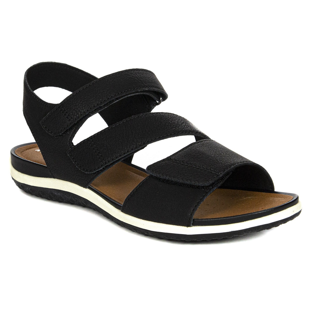 GEOX Sandały damskie na rzepy Black czarne-37