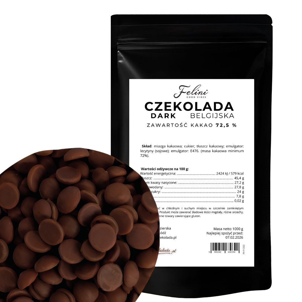 Felini czekolada gorzka belgijska 72,5% 1kg