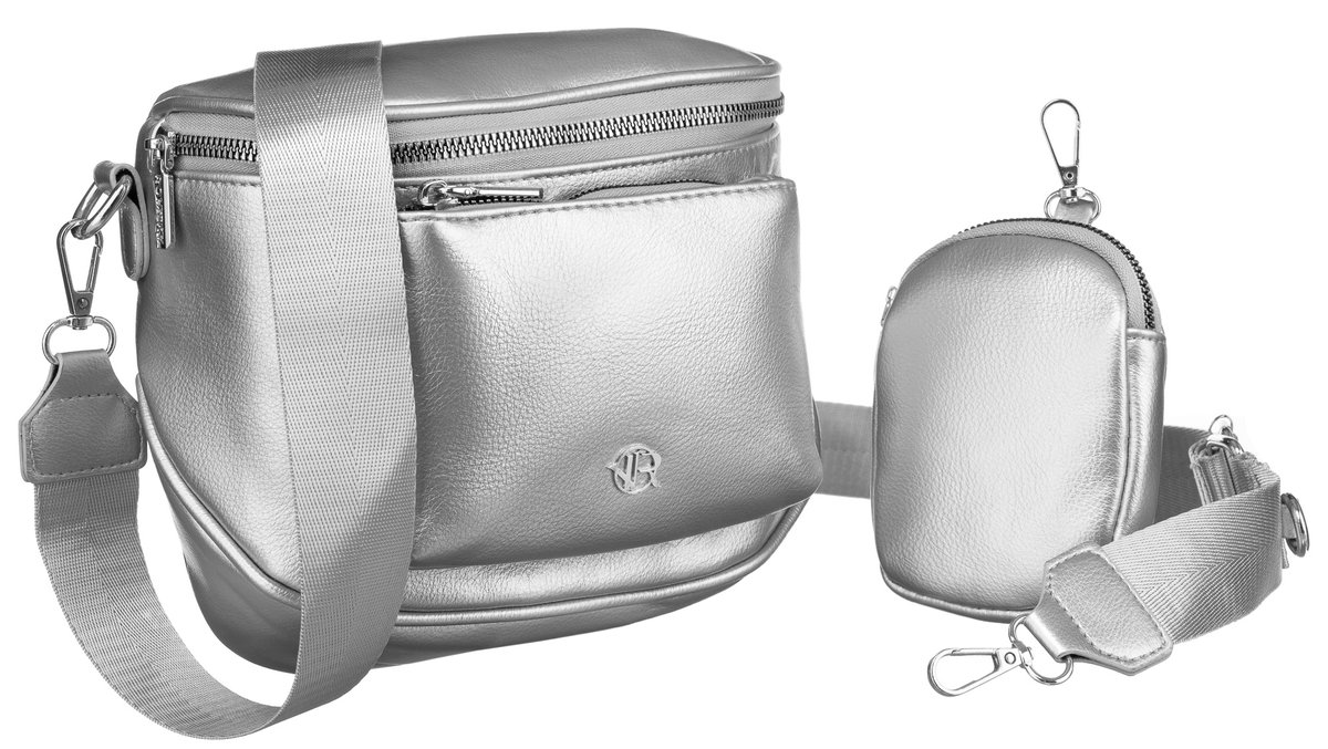 Miejska torebka damska listonoszka crossbody saszetka skóra ekologiczna Rovicky, srebrny
