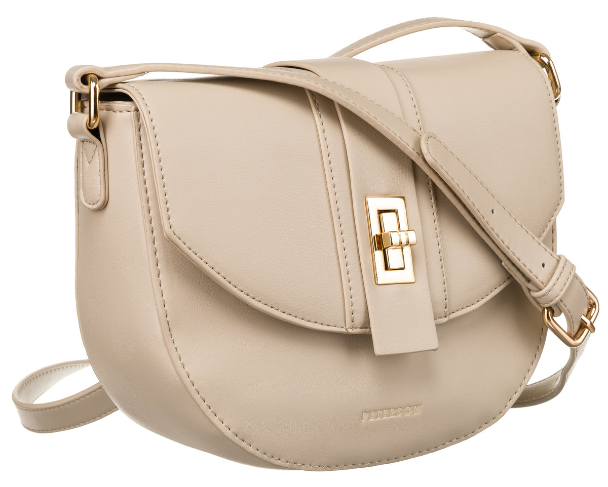 Miejska torebka damska na ramię listonoszka crossbody skóra ekologiczna Peterson, beżowy