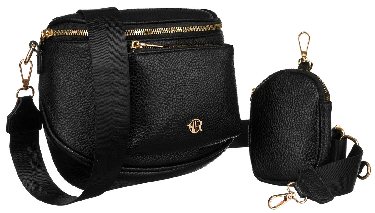 Torebka damska na ramię saszetka damska z portmonetką skóra ekologiczna Rovicky, czarny