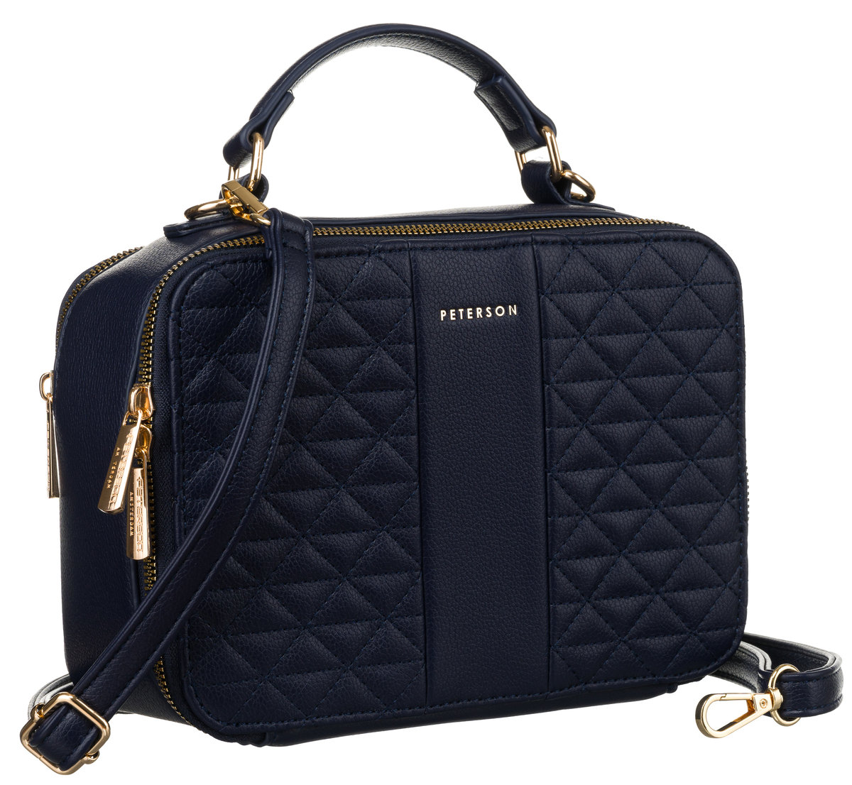 Stylowa listonoszka pudełkowa torebka crossbody damska na ramię skóra ekologiczna Peterson, granatowy