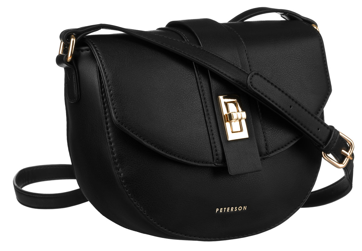Miejska torebka damska na ramię listonoszka crossbody skóra ekologiczna Peterson, czarny