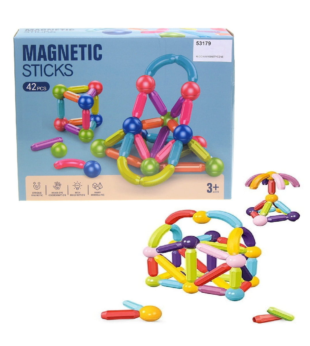 Super Magnetic - Duże klocki magnetyczne 42 el  3+