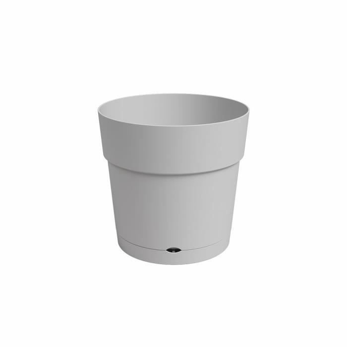 CAPRI DUŻA okrągła doniczka na kwiaty i rośliny - Plastik - Zbiornik na wodę - średnica 30 cm - Jasnoszary - ARTEVASI
