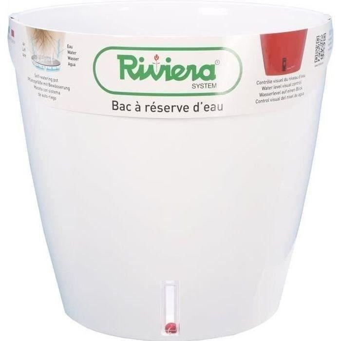 Eva Nowa okrągła doniczka plastikowa - RIVIERA - Ø 31 cm - 14,5 L - Biała
