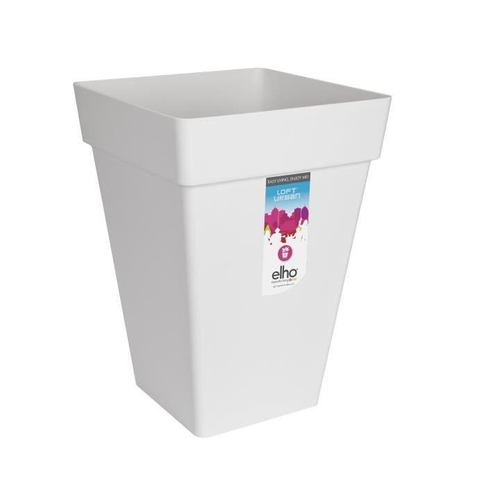 Kwadratowa wysoka doniczka 30 - Biała - Elho Loft Urban - 100% z recyklingu