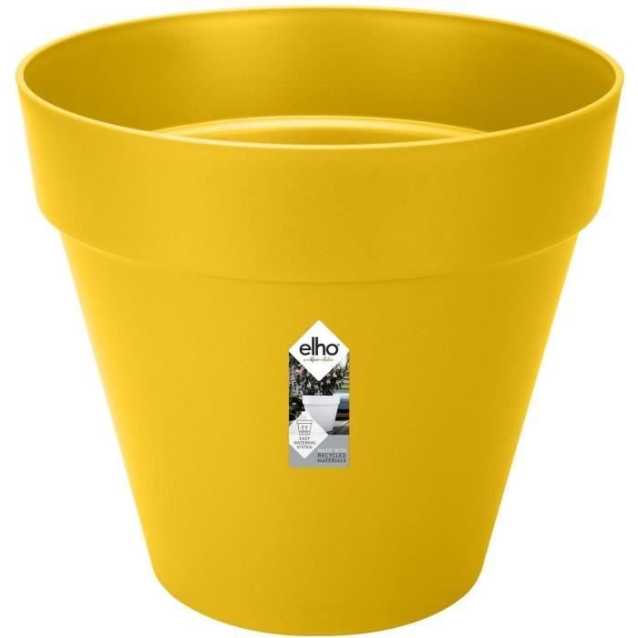 LOFT URBAN Okrągła doniczka - Plastik - Przebijany - Zbiornik - Z kółkami - Ø40 - Ochra
