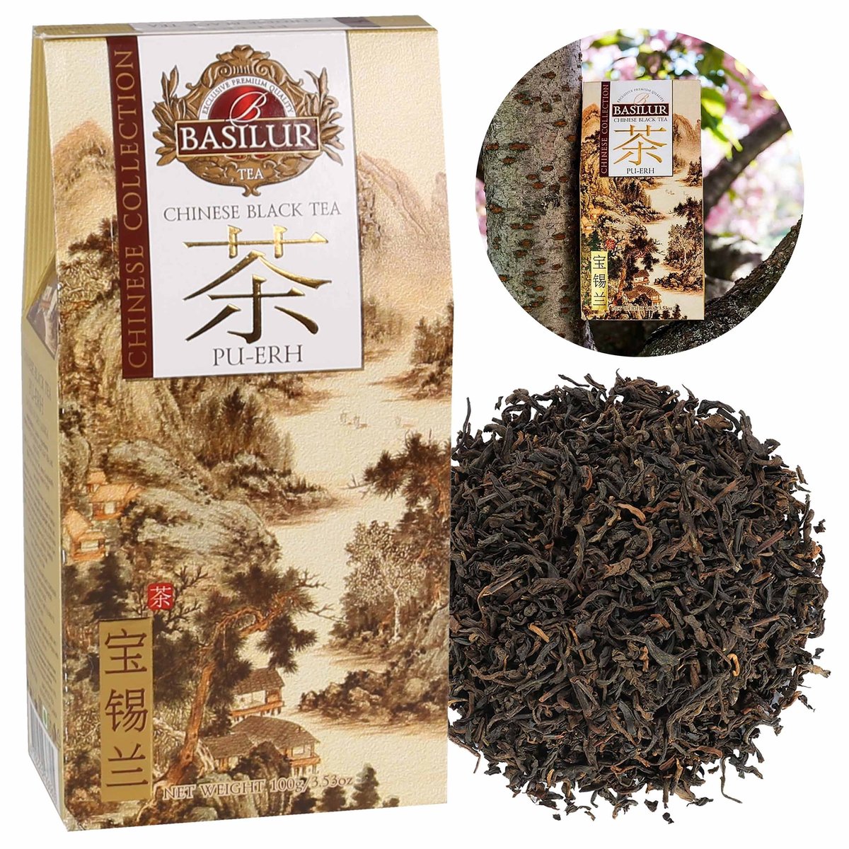 BASILUR Chinese Black Tea - Pu Erh Tea Chińska czerwona herbata o wędzonym smaku i aromacie 100 g x1