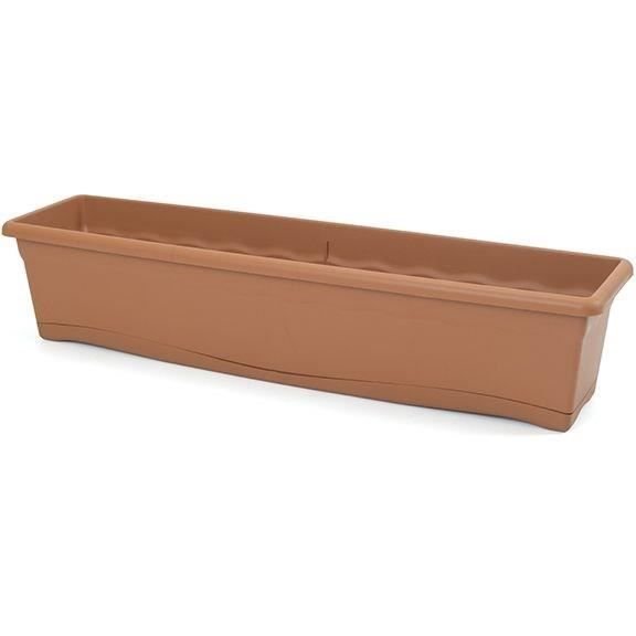 PLASTIKEN Prostokątna donica Ø 80 x 20 cm z tacą - Terakota