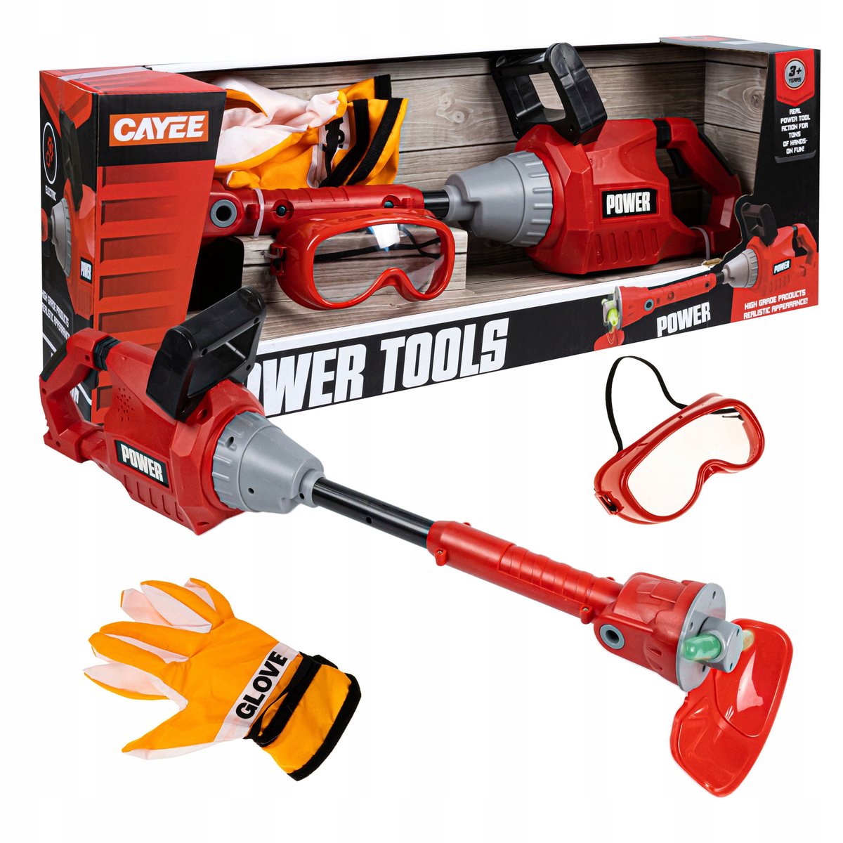 Podkaszarka Elektryczna Dla Dzieci Kosa Światło Dźwięk + Rękawiczki Okulary