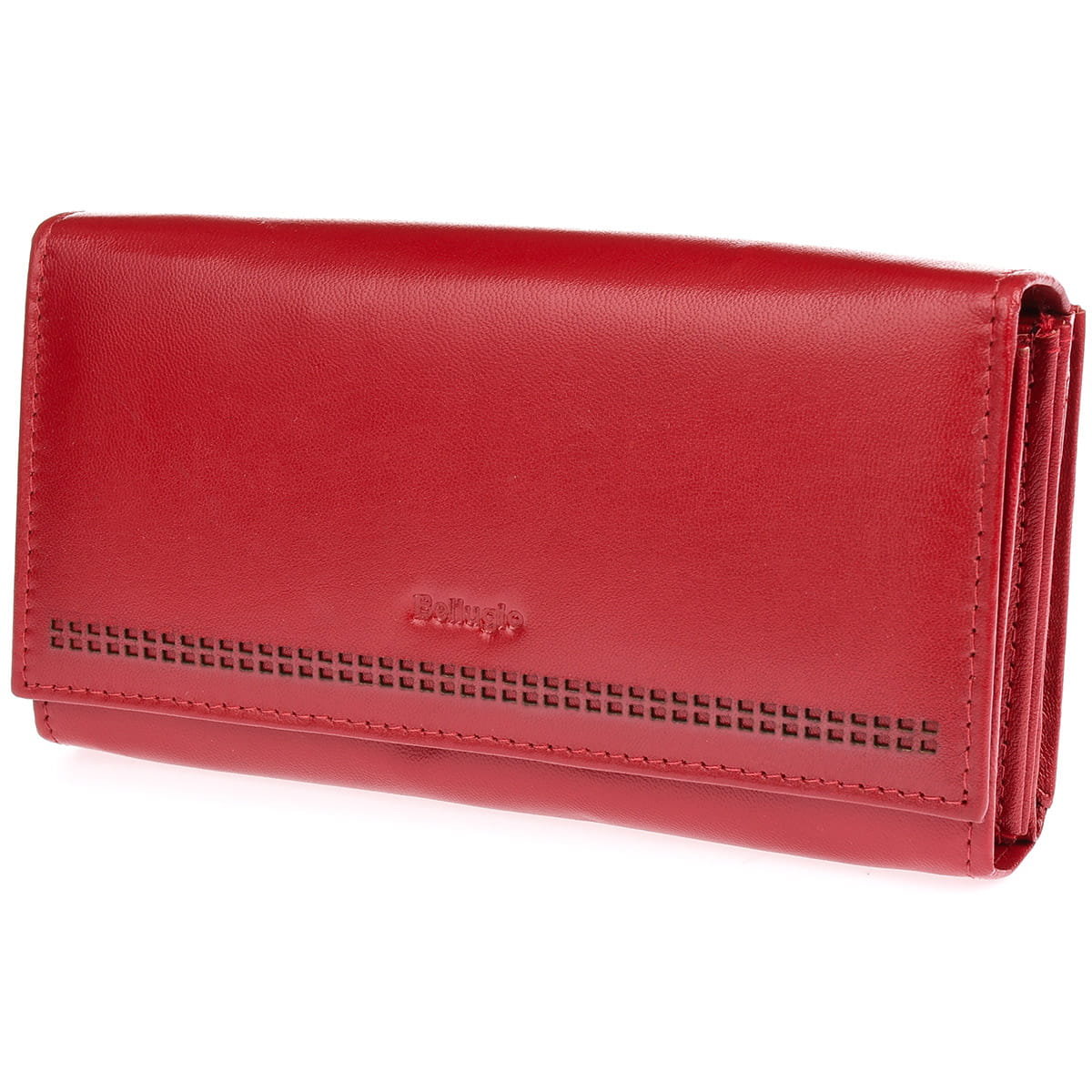 Dwustronny portfel damski skórzany ciemnoczerwony