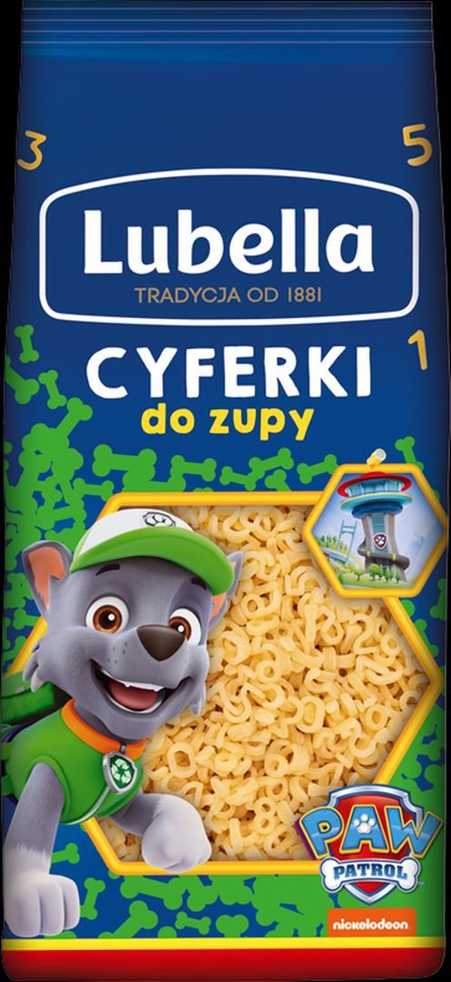 Lubella Makaron dziecięcy Mini Cyferki Psi Patrol 350g