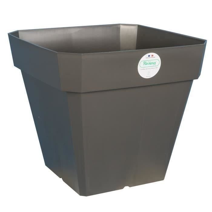 RIVIERA Soleilla kwadratowa plastikowa doniczka - 39 x 39 x wys. 53 cm - 49 L - Brokatowa szarość