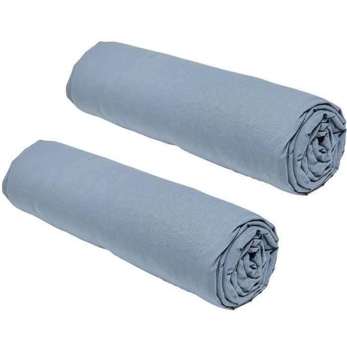 Zestaw 2 prześcieradeł TODAY Essential - 90 x 190 cm - 1 osoba - 100% bawełna - Denim