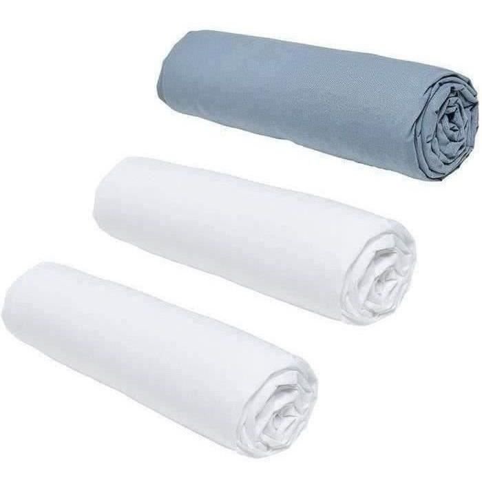 Zestaw 3 prześcieradeł TODAY Essential - 160 x 200 cm - 2 osoby - 100% bawełna - Kreda/Denim