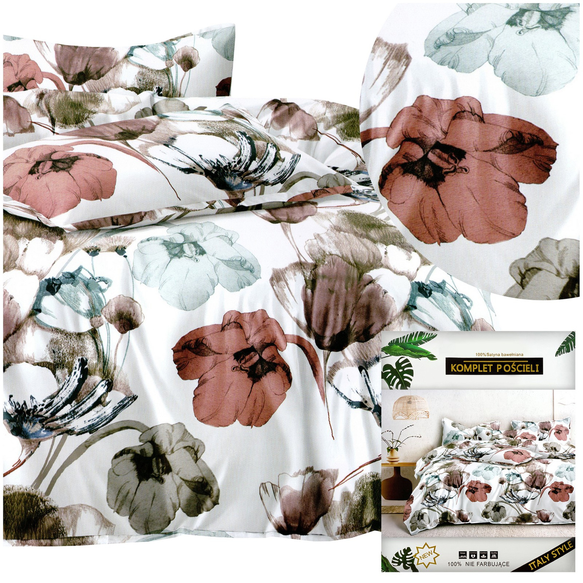 Pościel 160 x 200 3cz Satynowa Dalwin 977