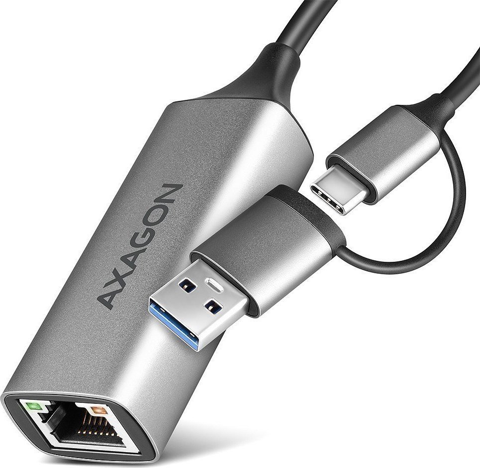 Karta sieciowa Axagon ADE-TXCA Karta sieciowa Gigabit Ethernet adapter, USB-C USB-A redukcja 3.2 Gen 1, instalacja automatyczna