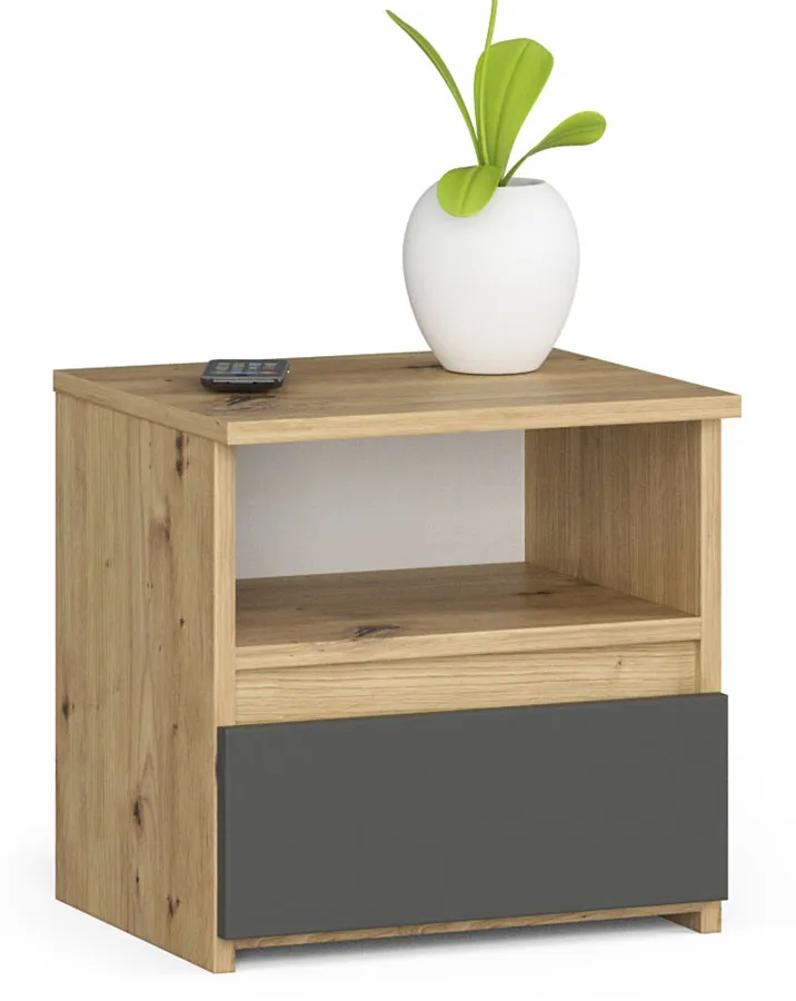 Szafka nocna dąb artisan + szary E7-L45