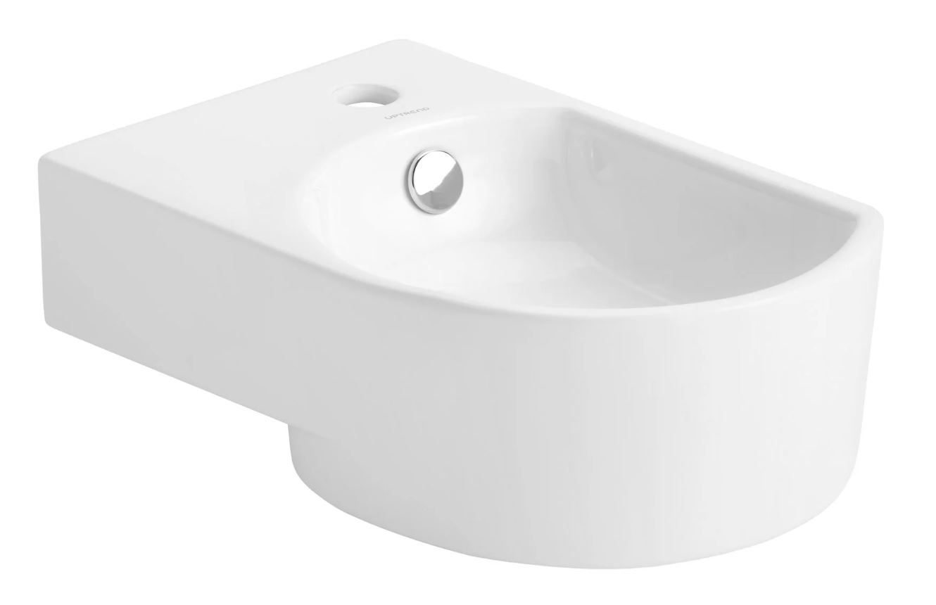 Umywalka ścienna Uptrend Devo 27x40 cm prostokątna lewa biały połysk STR4295A